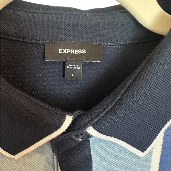 Express Mens Blue Striped Polo Shirt. Size Large - Picture 4 of 7